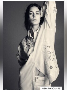 H&M shirt white with eyelet embroidery size medium